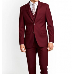 Men's Three-Piece Maroon Wedding Suit